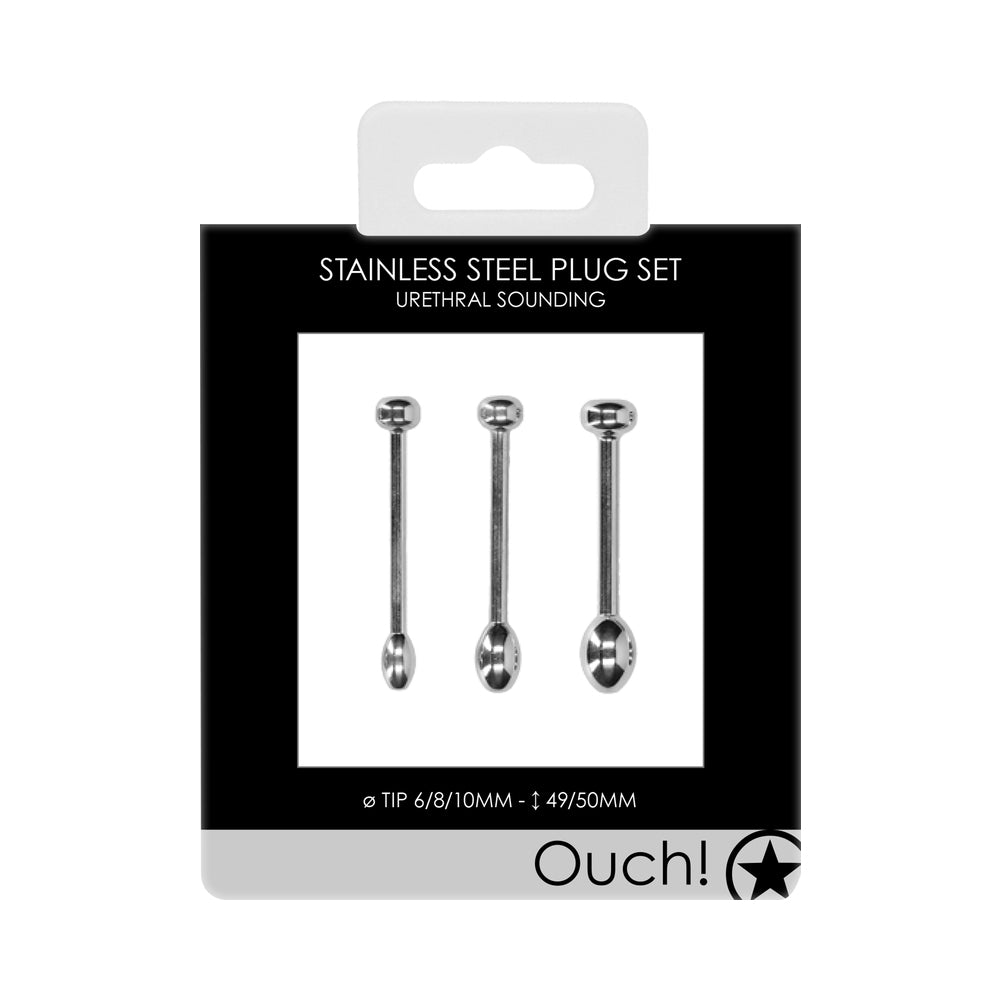 Shots Ouch Urethral Sounding Metal Plug Set - 49/50 mm