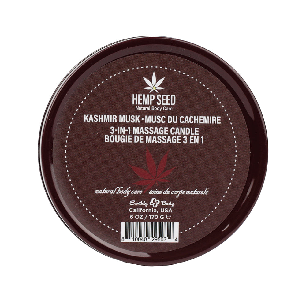 Earthly Body Suntouched Hemp Candle - 6 oz Round Tin Kashmir Musk