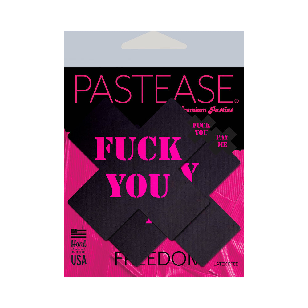 Pastease Fuck You Pay Me Cross - Black/Pink O/S