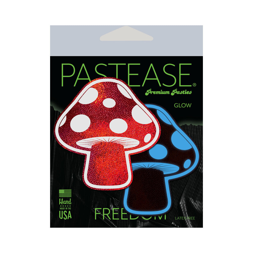 Pastease Premium Shiny Glow in the Dark Shroom - Red/White O/S