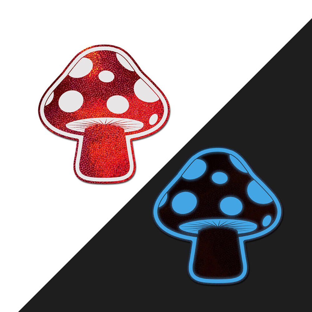 Pastease Premium Shiny Glow in the Dark Shroom - Red/White O/S