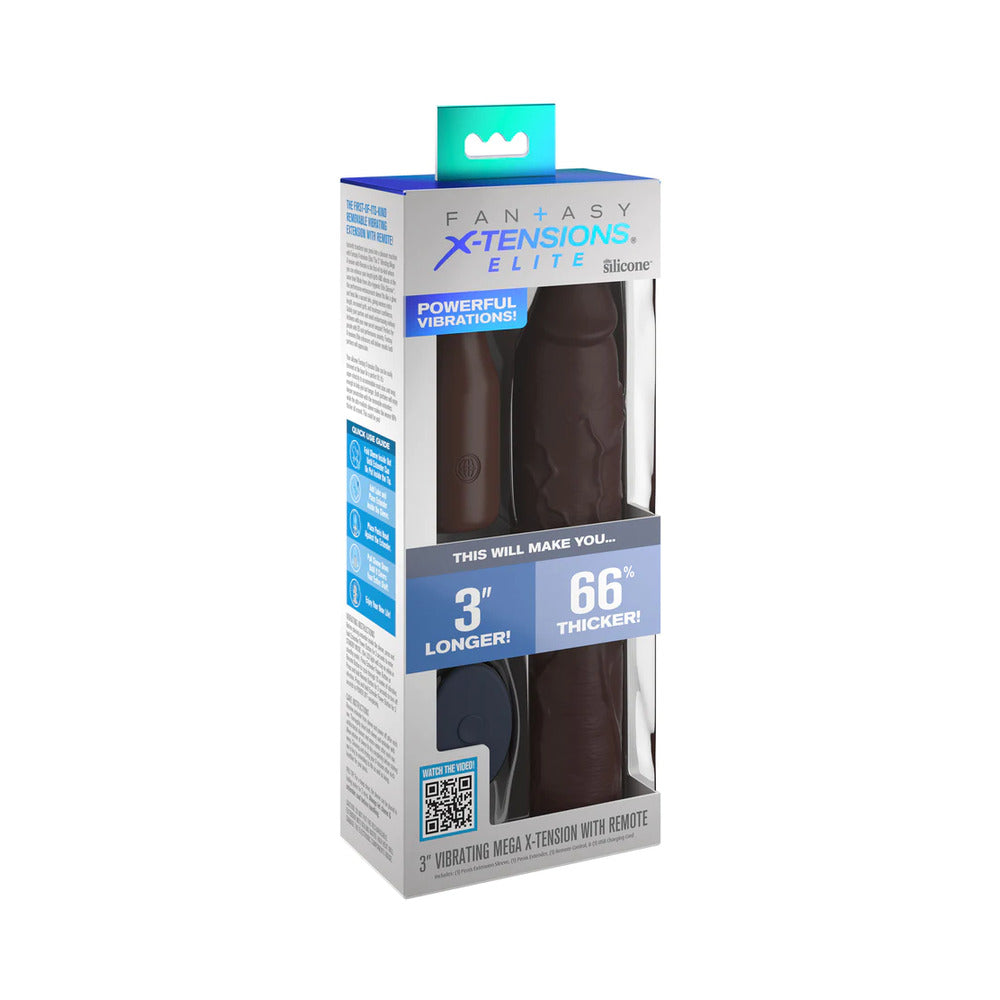 Fantasy X-Tensions Elite 9" Sleeve Vibrating 3" Plug w/Remote-Brown