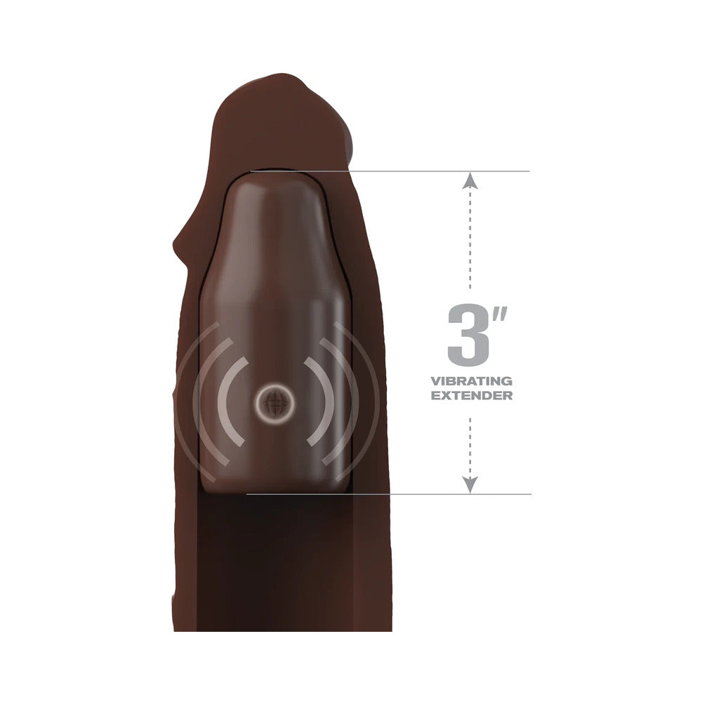 Fantasy X-Tensions Elite 9" Sleeve Vibrating 3" Plug w/Remote-Brown
