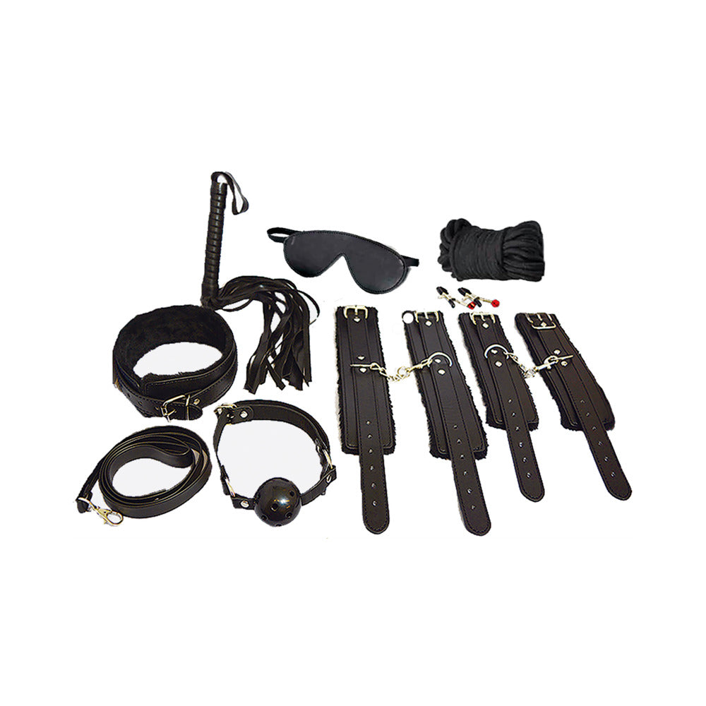 Plesur Everything Bondage 12 Piece Kit - Black