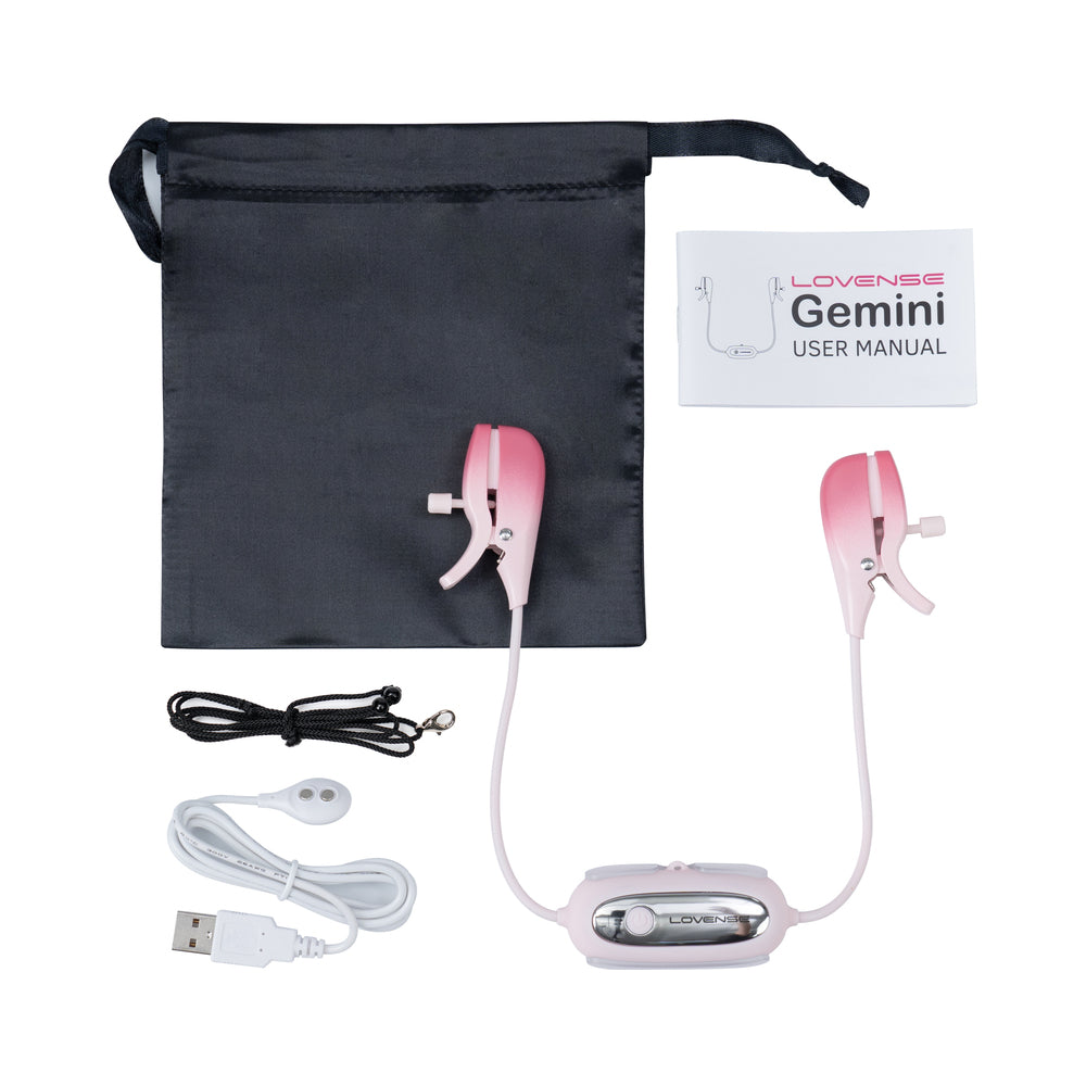 Lovense Gemini Vibrating Nipple Clamps - Pink