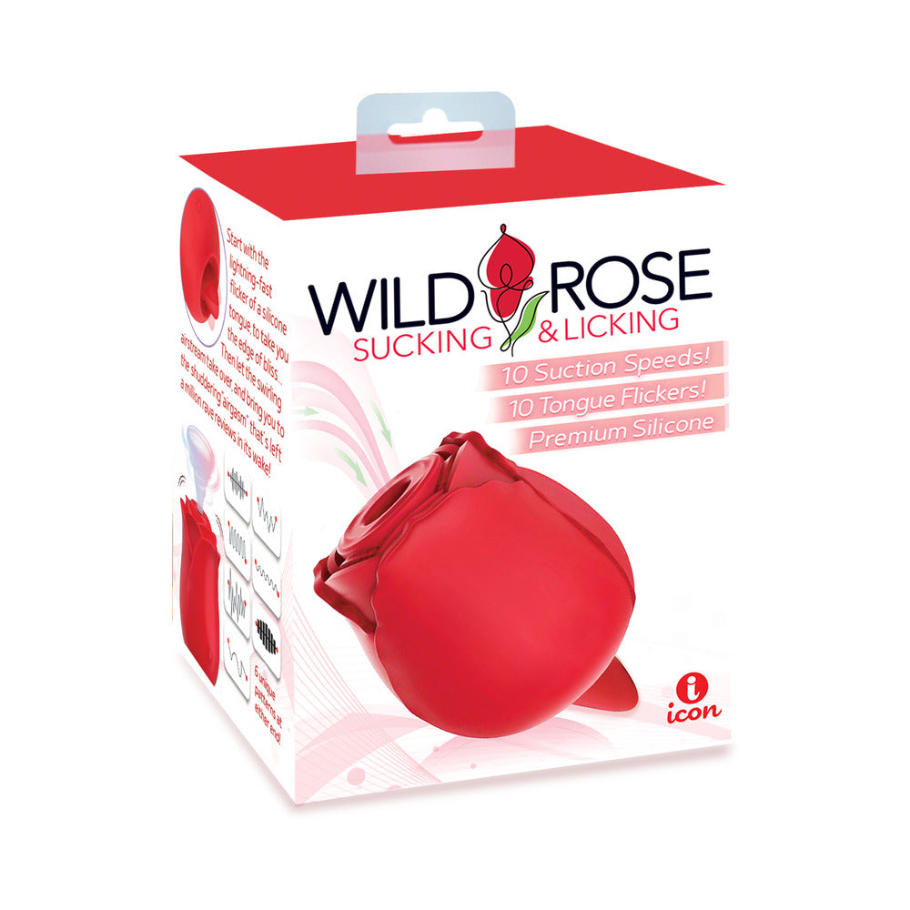 Wild Rose & Tongue Rechargeable Silicone Suction Vibrator