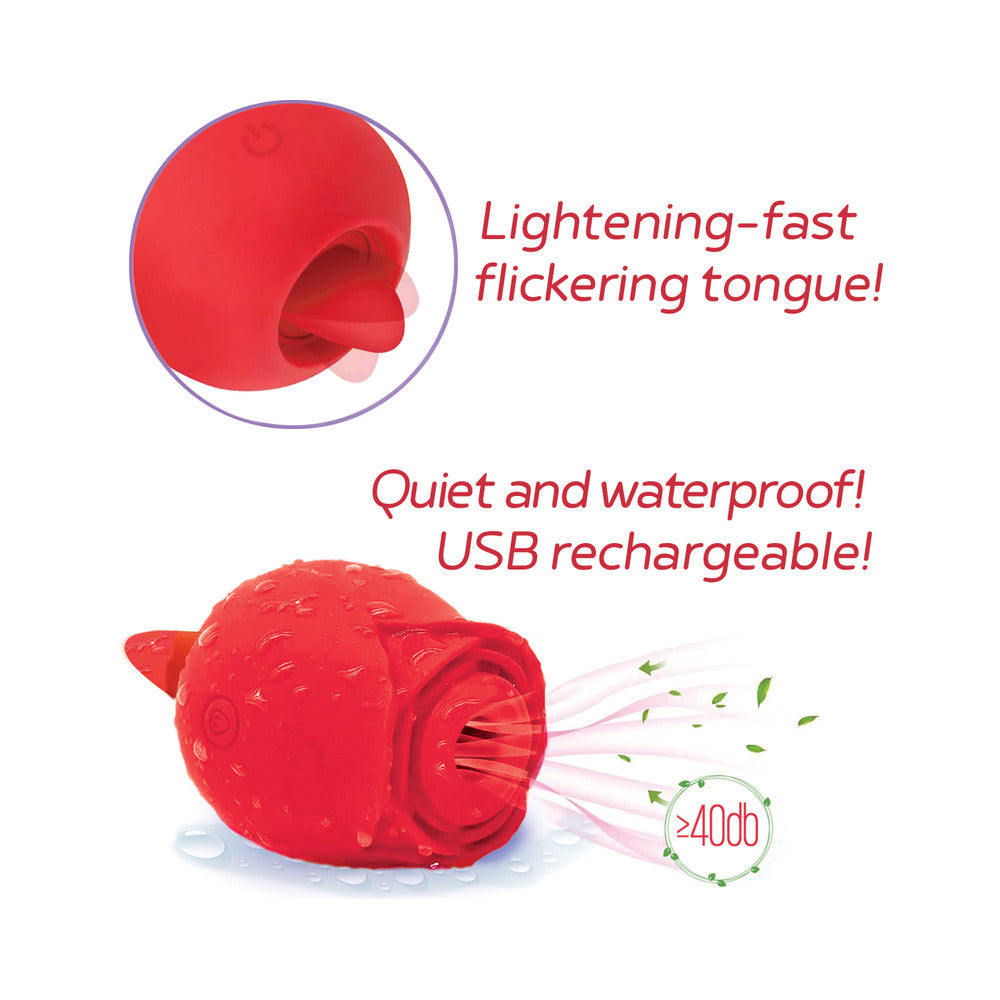 Wild Rose & Tongue Rechargeable Silicone Suction Vibrator