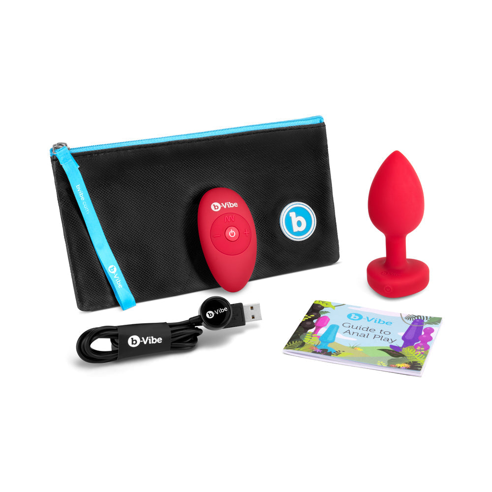 b-Vibe Vibrating Heart Plug M/L - Red