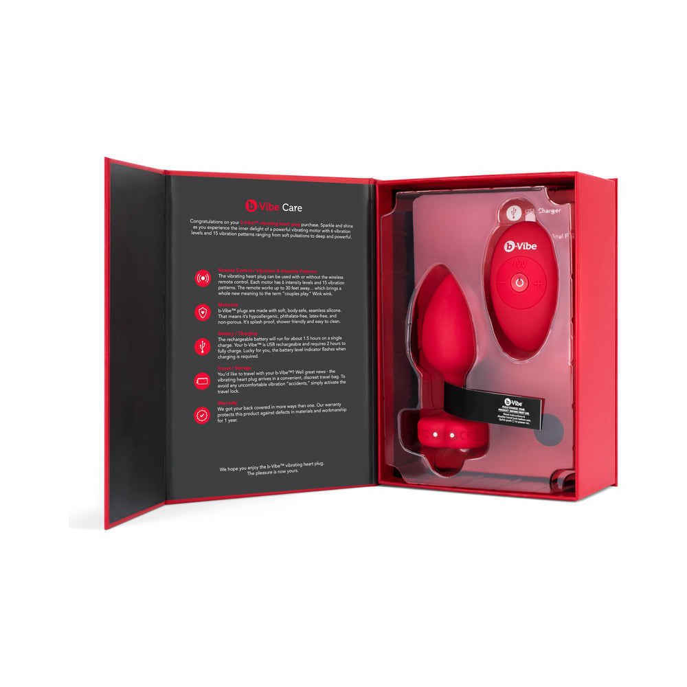 b-Vibe Vibrating Heart Plug M/L - Red