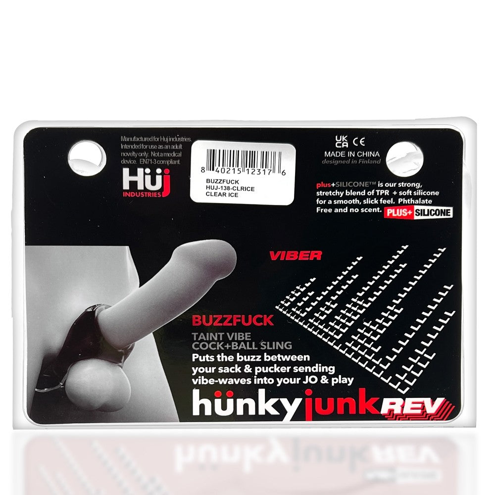 Hunky Junk Buzzfuck Sling w/Taint Vibe - Clear Ice