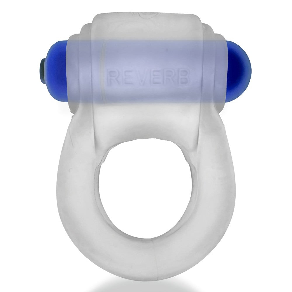 Hunky Junk Revring Cock Ring w/Vibe - Clear w/Blue Vibe