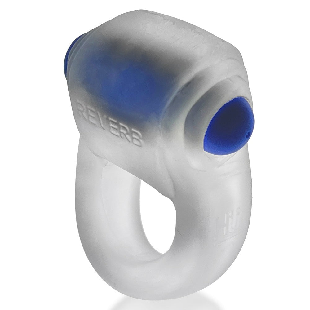 Hunky Junk Revring Cock Ring w/Vibe - Clear w/Blue Vibe