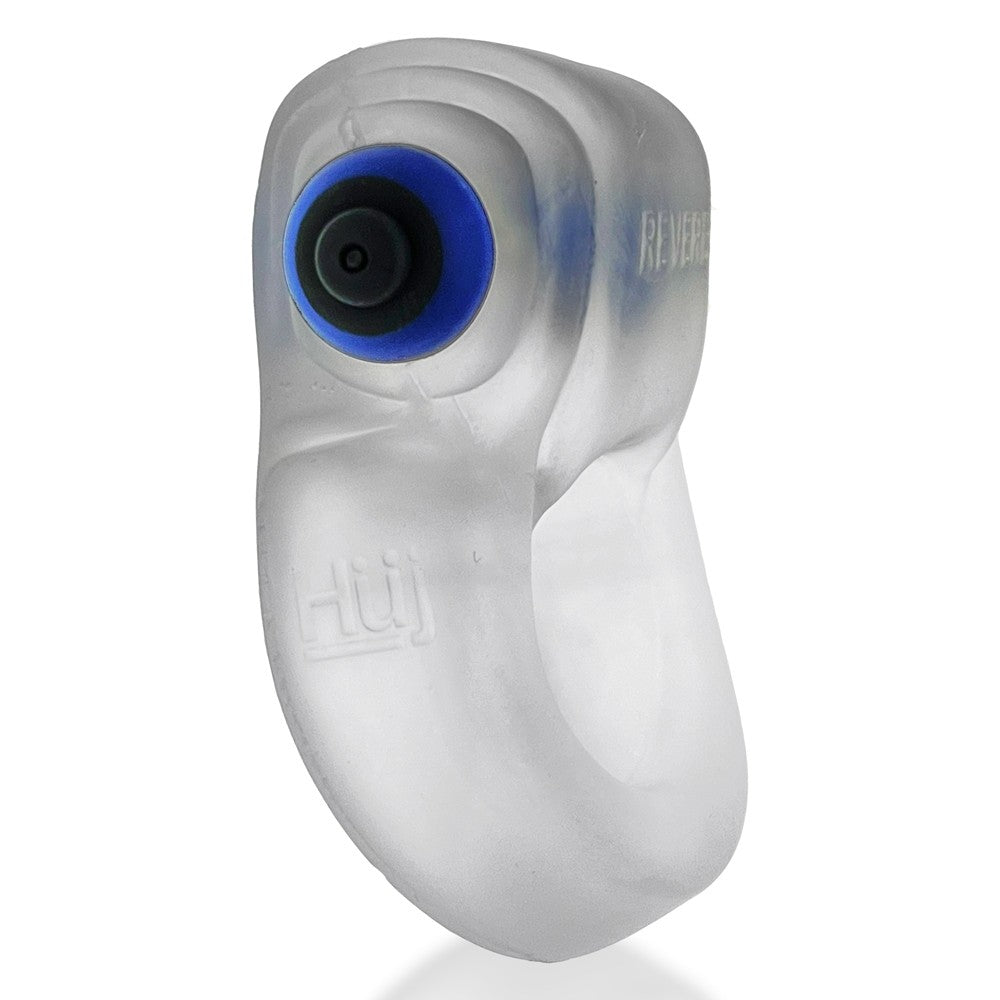 Hunky Junk Revring Cock Ring w/Vibe - Clear w/Blue Vibe