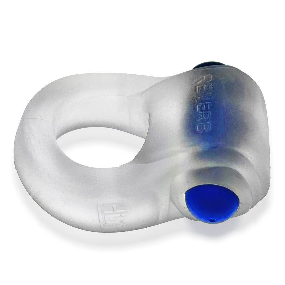 Hunky Junk Revring Cock Ring w/Vibe - Clear w/Blue Vibe