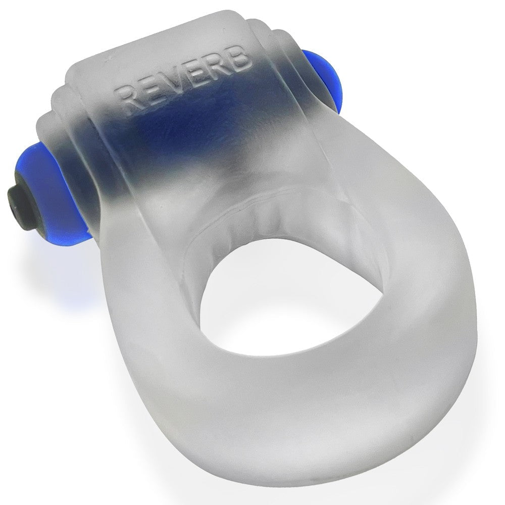 Hunky Junk Revring Cock Ring w/Vibe - Clear w/Blue Vibe