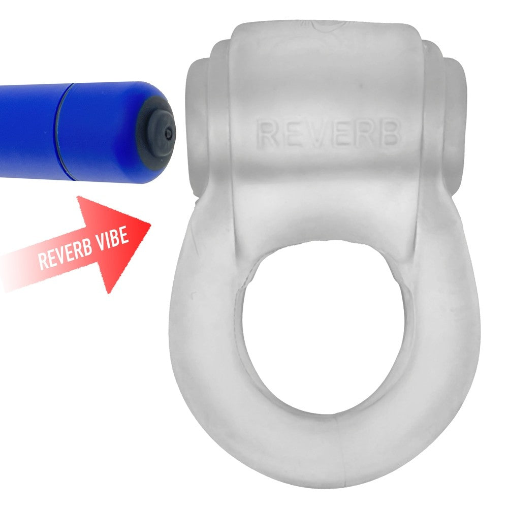 Hunky Junk Revring Cock Ring w/Vibe - Clear w/Blue Vibe