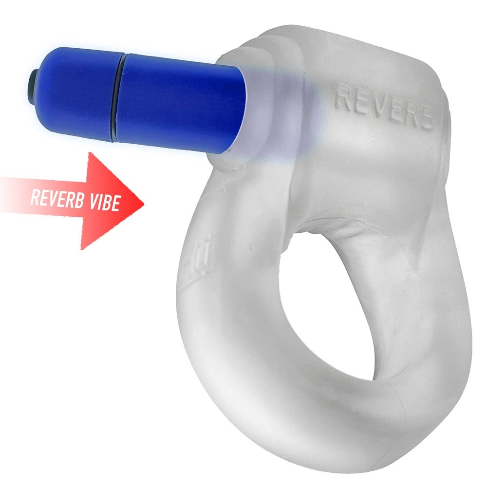 Hunky Junk Revring Cock Ring w/Vibe - Clear w/Blue Vibe