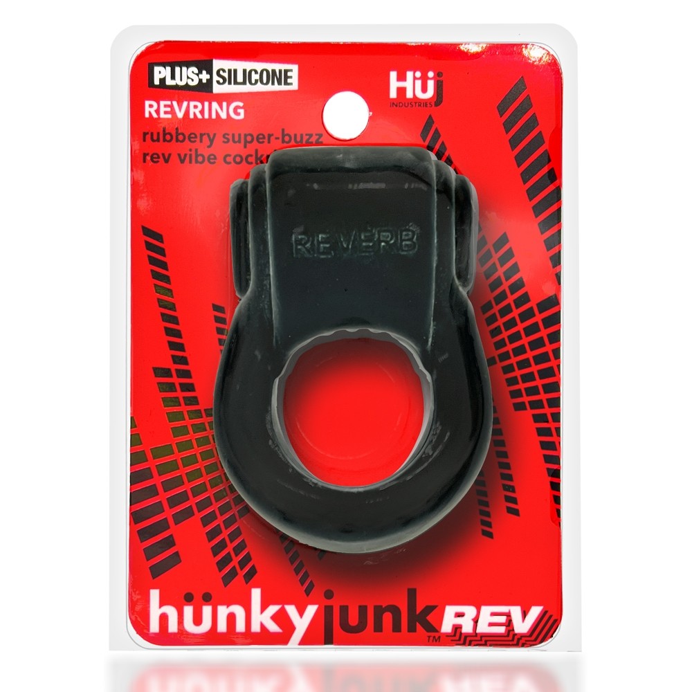 Hunky Junk Revring Cock Ring w/Vibe - Tar w/Red Vibe