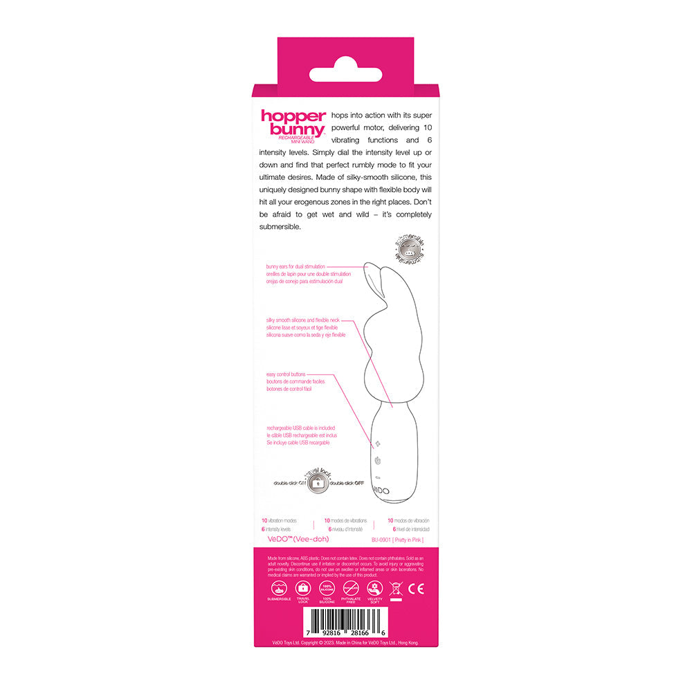 VeDO Hopper Bunny Rechargeable Mini Wand - Pink