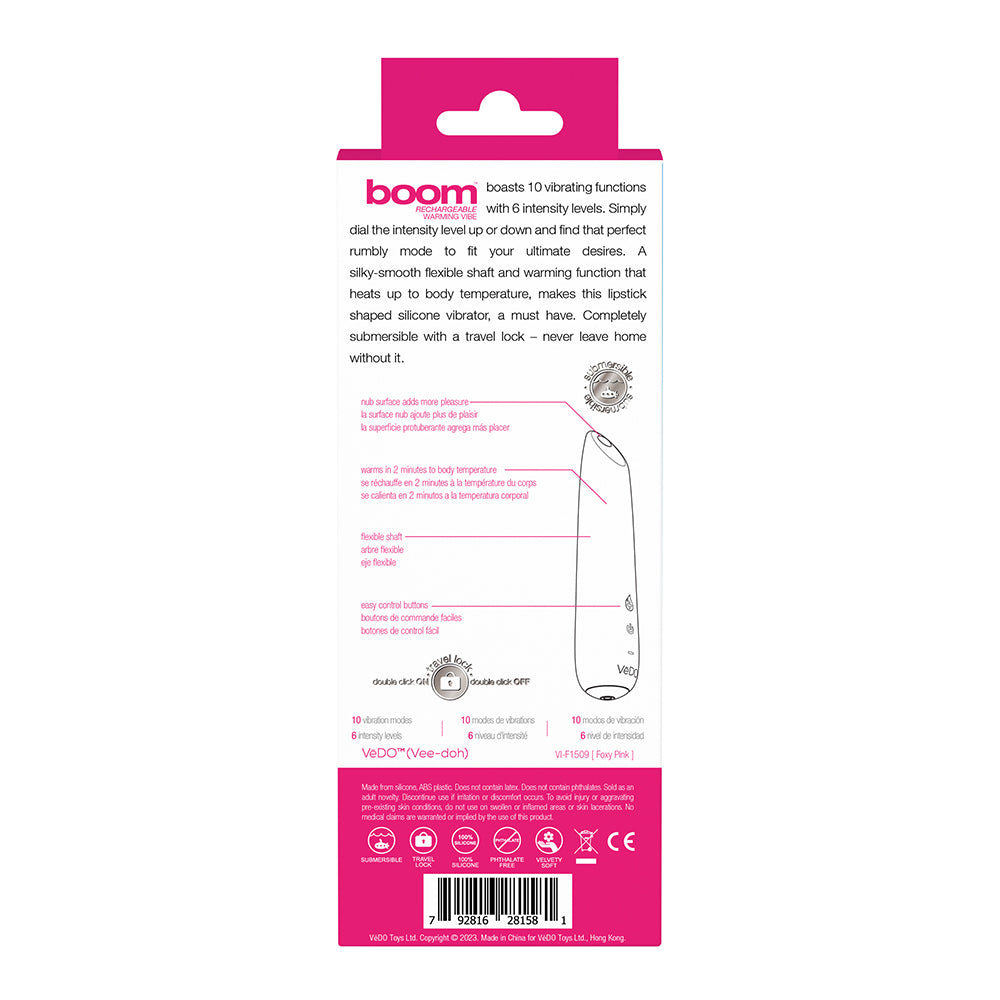 VeDO Boom Rechargeable Ultra Powerful Vibe - Pink