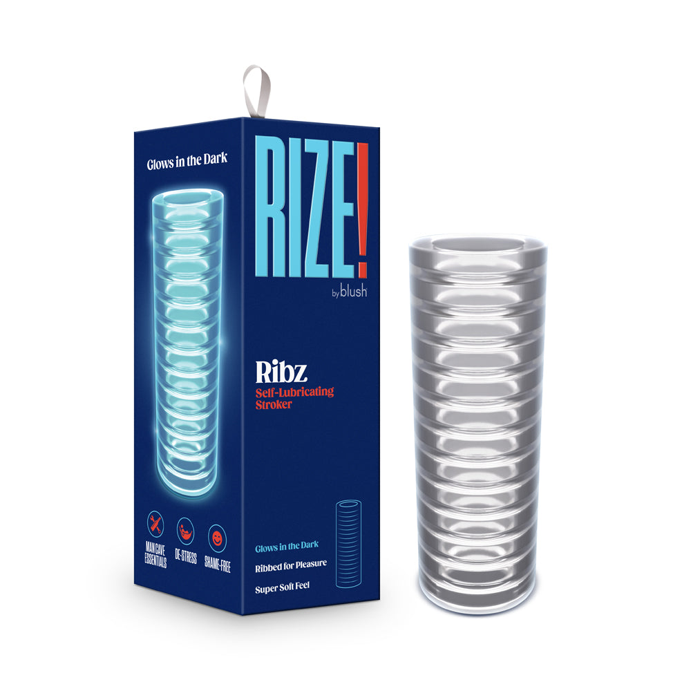 Rize Ribz Glow In The Dark Self Lubricating Stroker-Clear