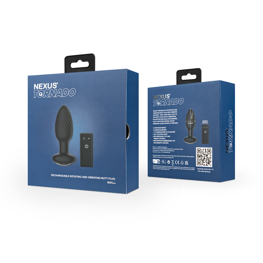 Nexus Tornado Rotating & Vibrating Small Butt Plug - Black