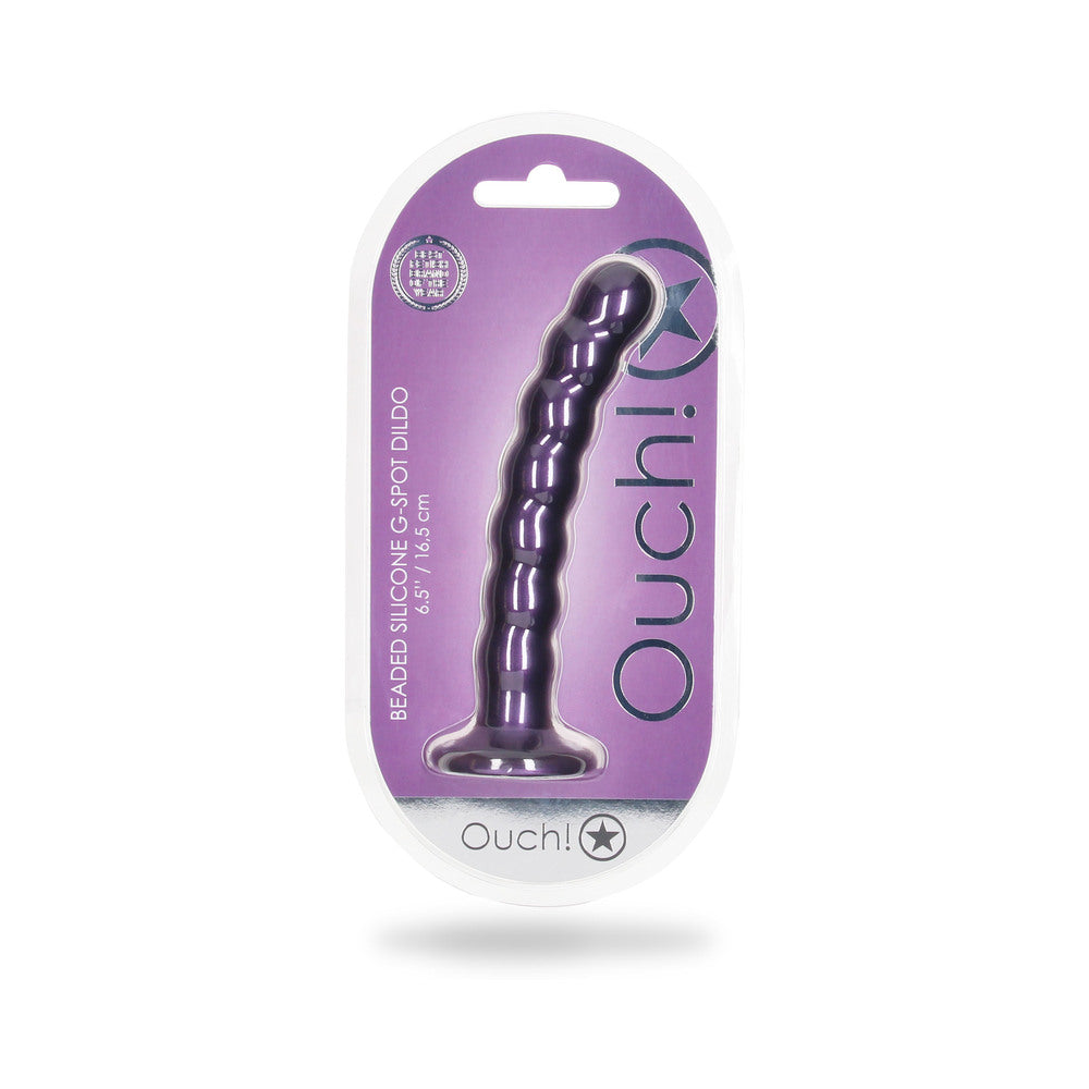 Shots Ouch 6.5" Beaded G-Spot Dildo - Metallic Purple