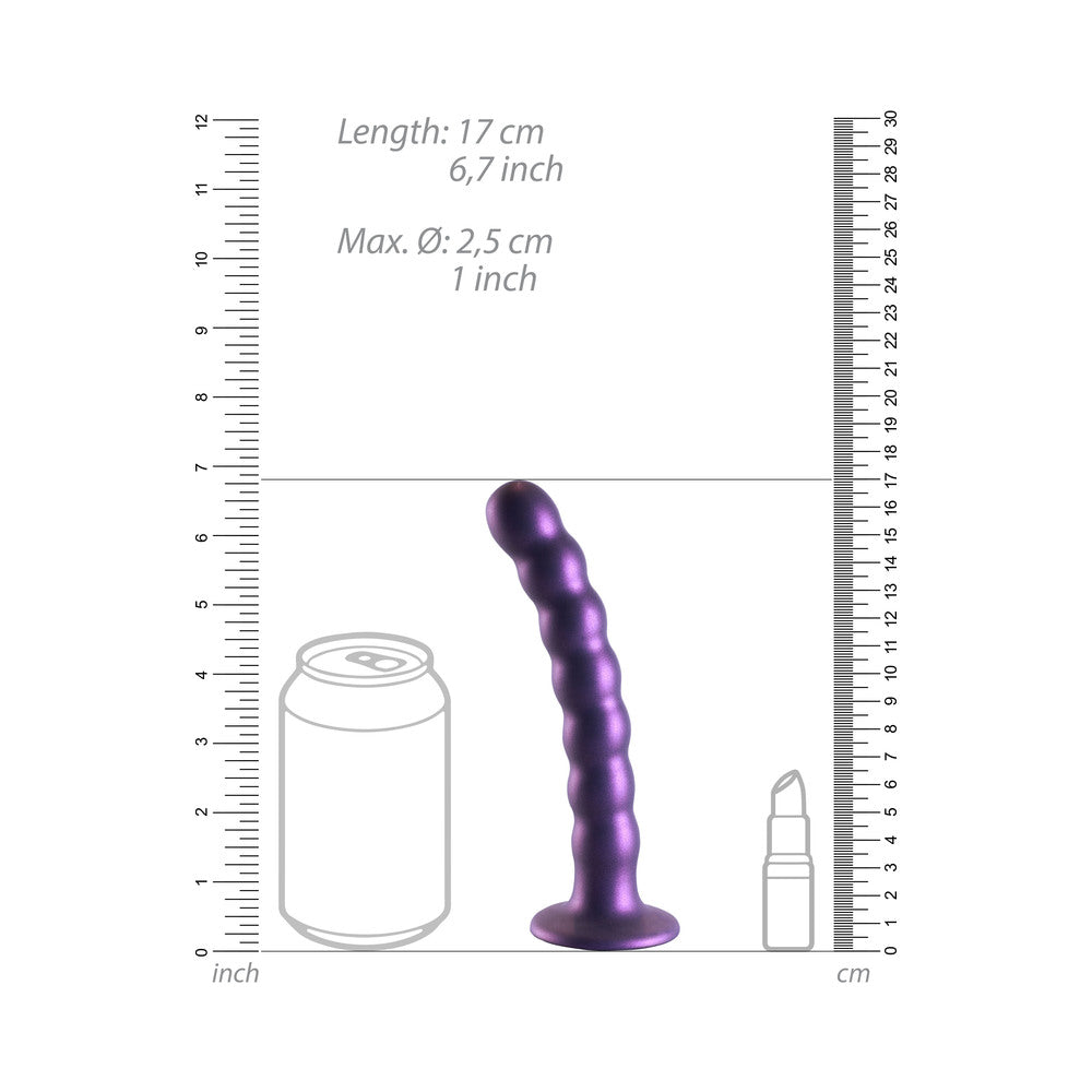 Shots Ouch 6.5" Beaded G-Spot Dildo - Metallic Purple