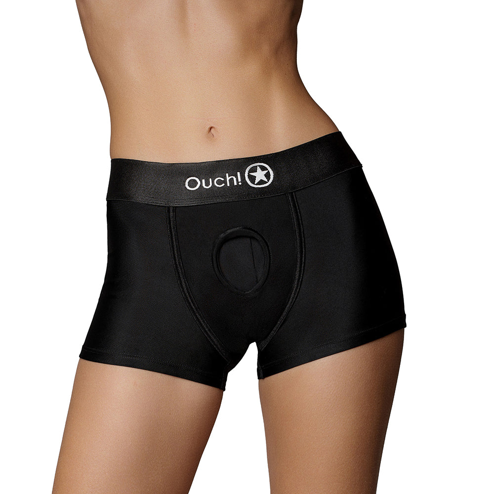 Shots Ouch Vibrating Strap On Boxer - Black XS/S