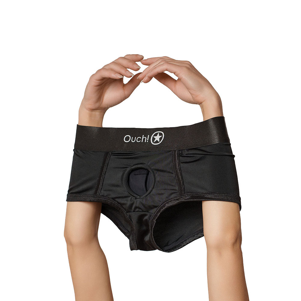 Shots Ouch Vibrating Strap On Boxer - Black XS/S
