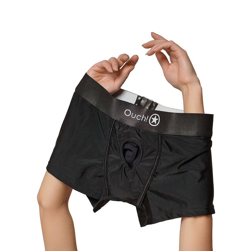 Shots Ouch Vibrating Strap On Brief - Black XL/XXL