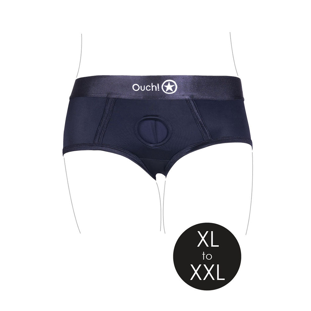 Shots Ouch Vibrating Strap On Brief - Black XL/XXL
