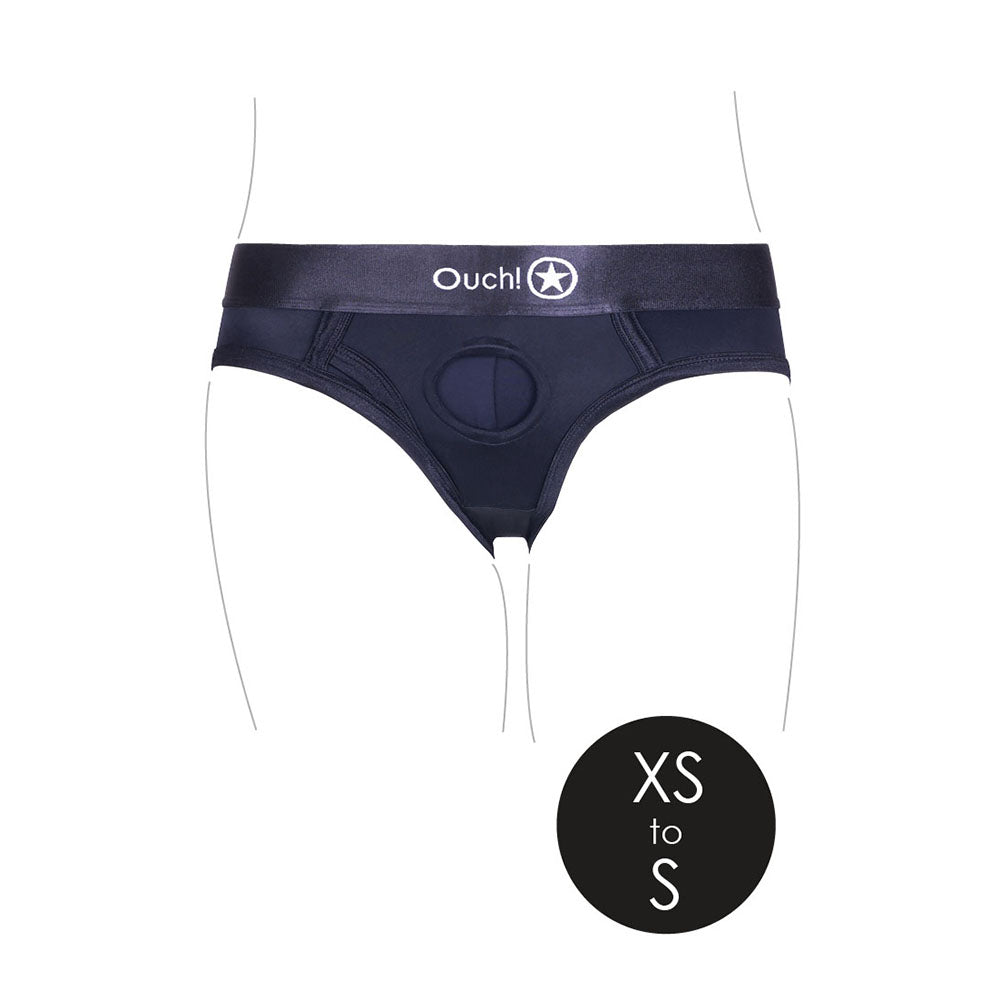 Shots Ouch Vibrating Strap On High-Cut Brief - Black XS/S