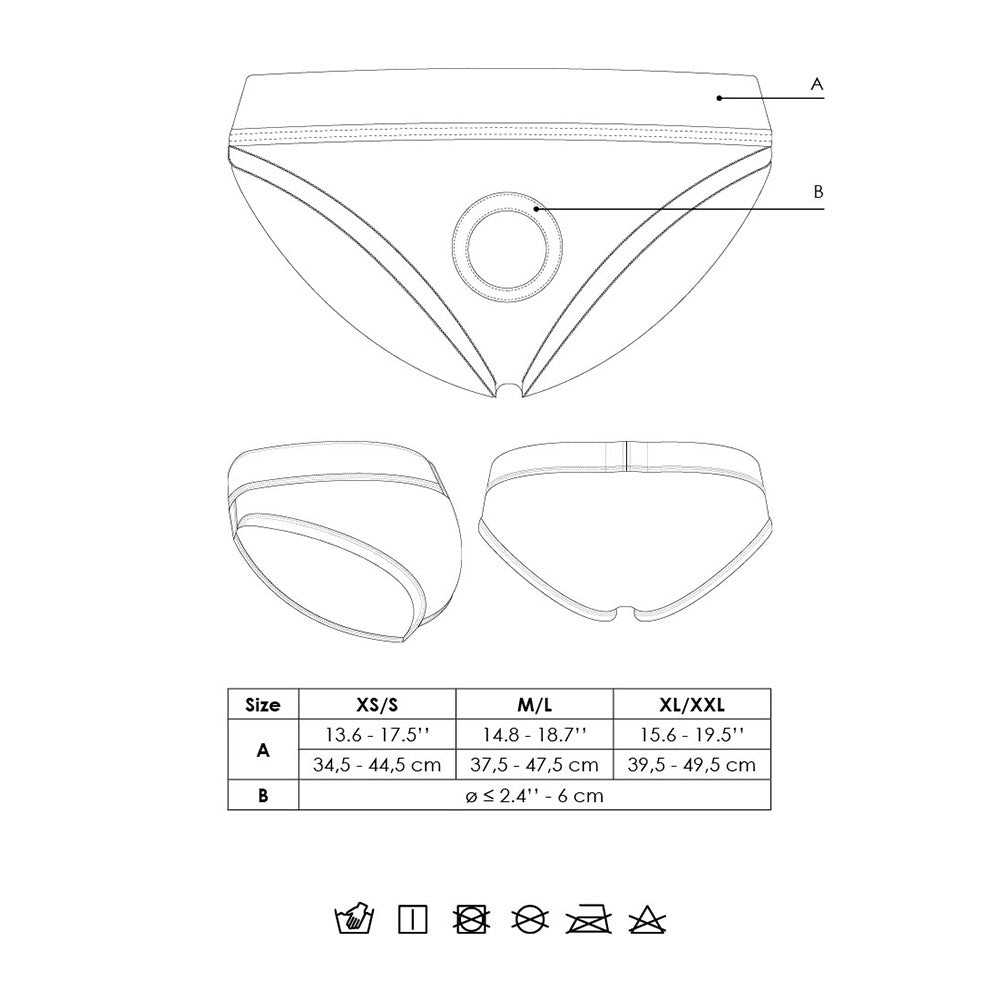 Shots Ouch Vibrating Strap On High-Cut Brief - Black XS/S