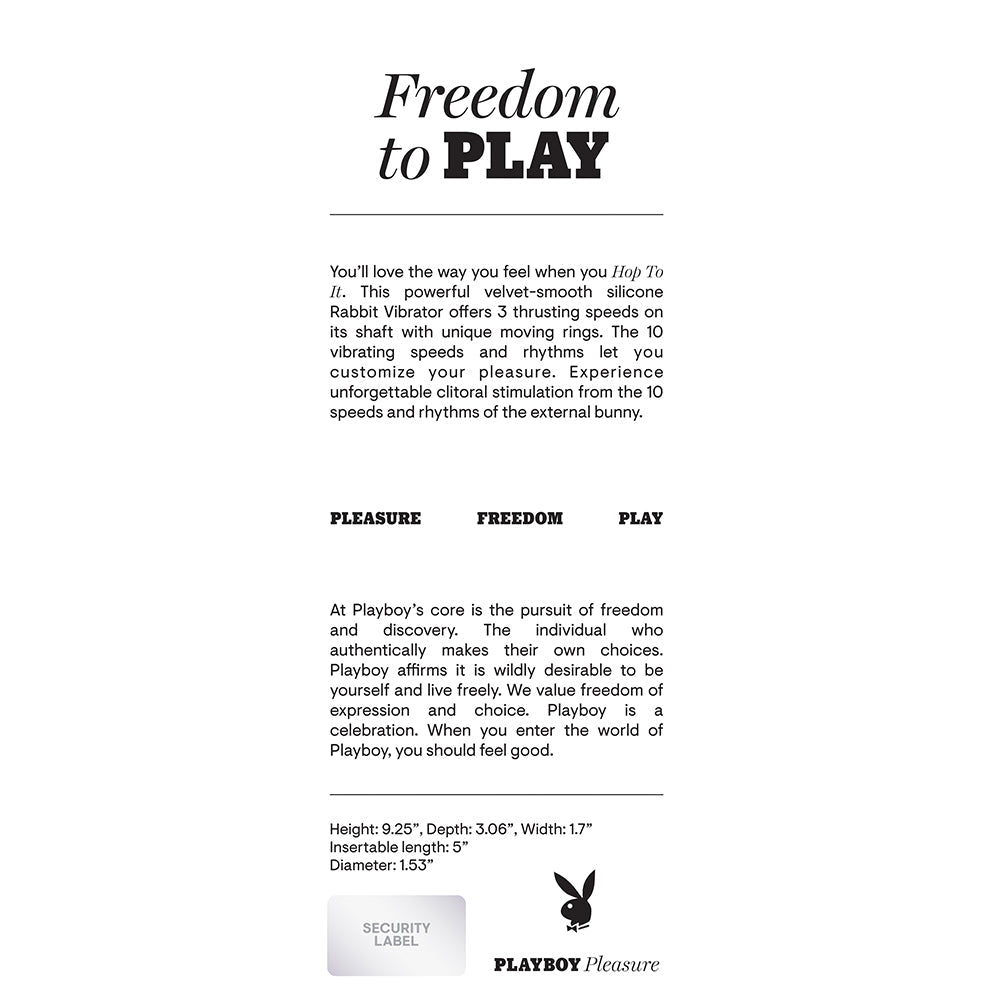 Playboy Pleasure Hop To It Rabbit Vibrator - Acai