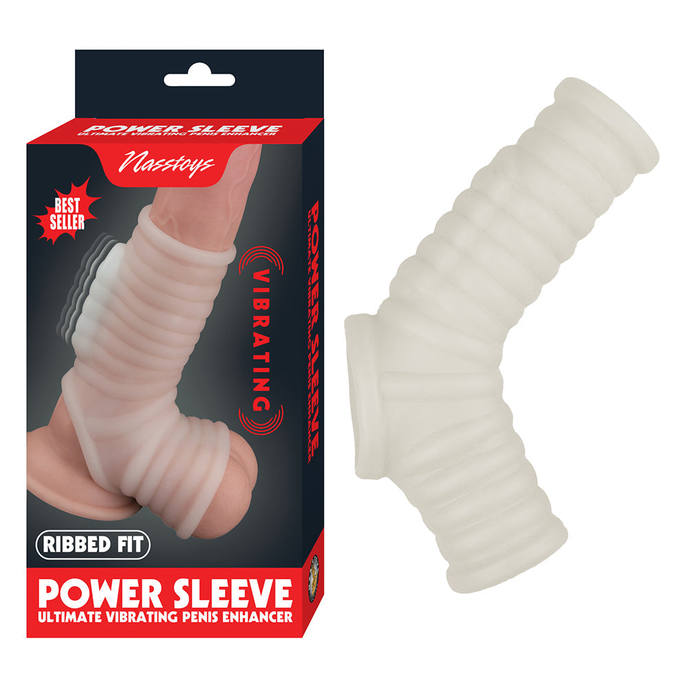 Vibrating Power Sleeve Ribbed Fit - White