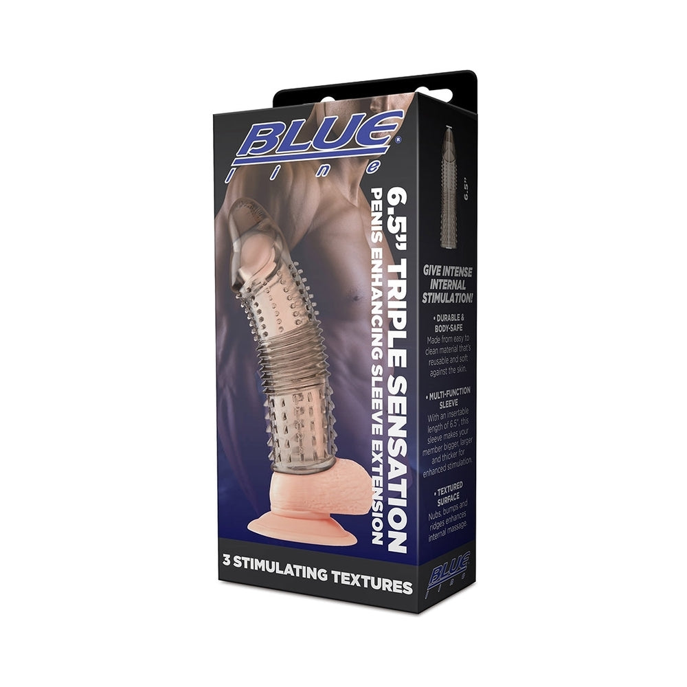 Blue Line C & B 6.5" Triple Sensation Penis Enhancing Sleeve Extension - Smoke