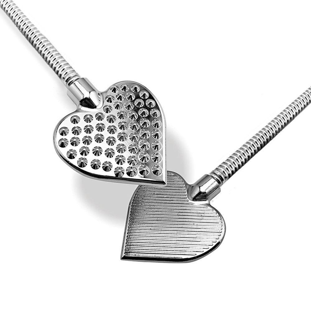 Nixie Flaming Heart Riding Crop - Silver