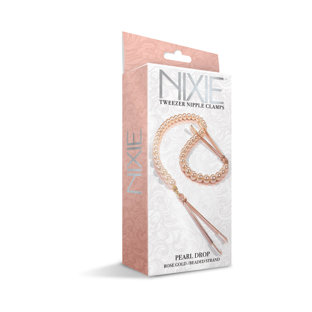 Nixie Pearl Drop Tweezer Nipple Clamps - Rose Gold