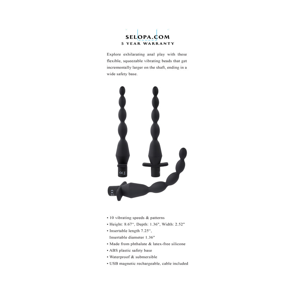 Selopa Vibrating Butt Beads - Black