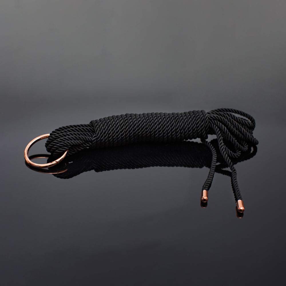 Pleasure Collection Silky Smooth Rope - Black/Rose Gold