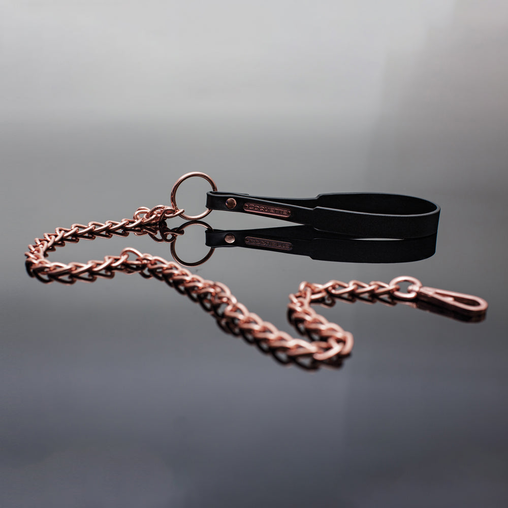 Pleasure Collection Leash - Black/Rose Gold