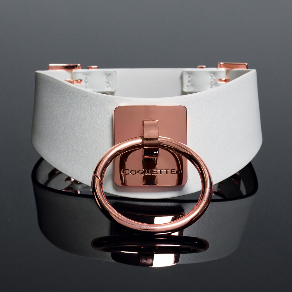 Pleasure Collection Adjustable Collar - White/Rose Gold