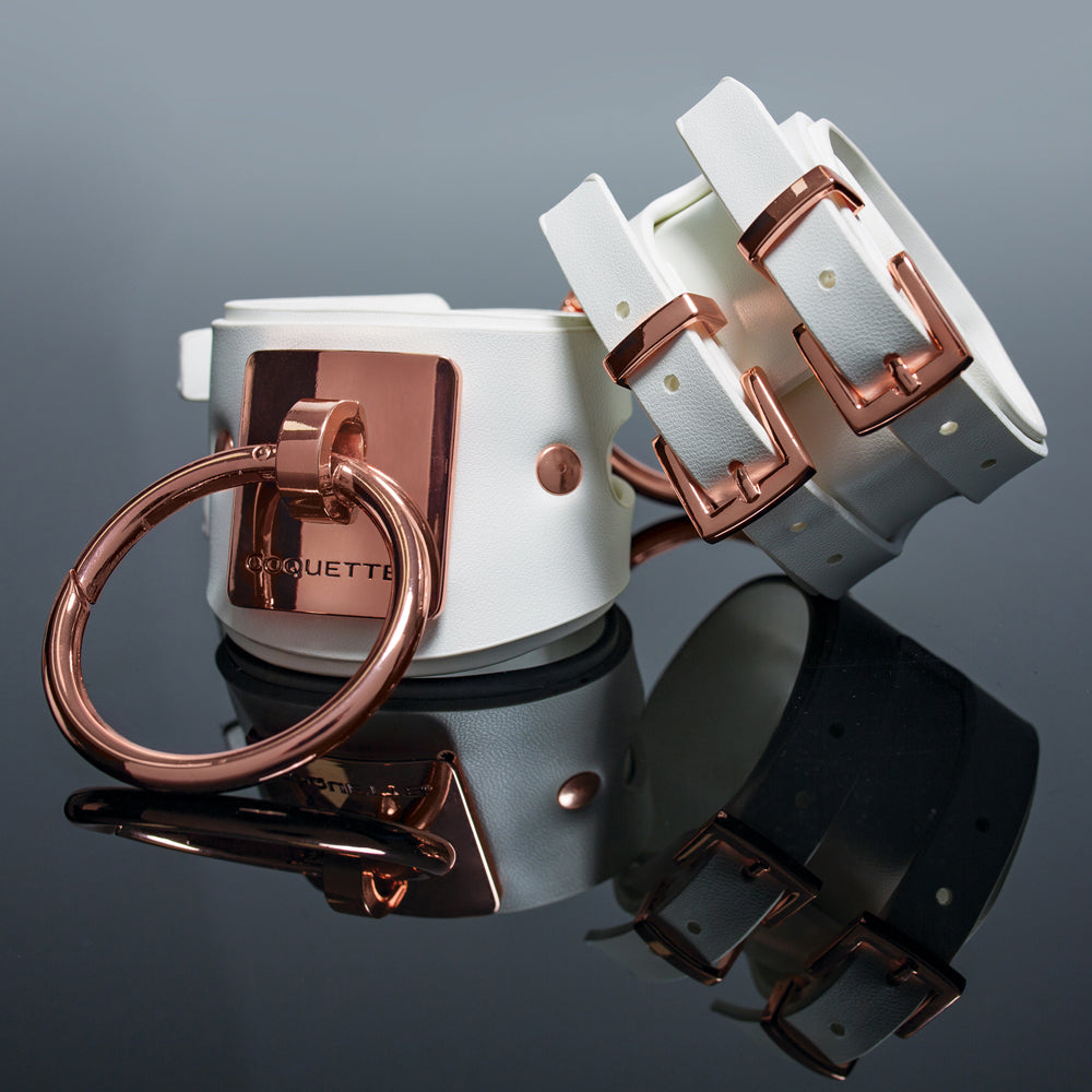 Pleasure Collection Adjustable Handcuffs - White/Rose Gold