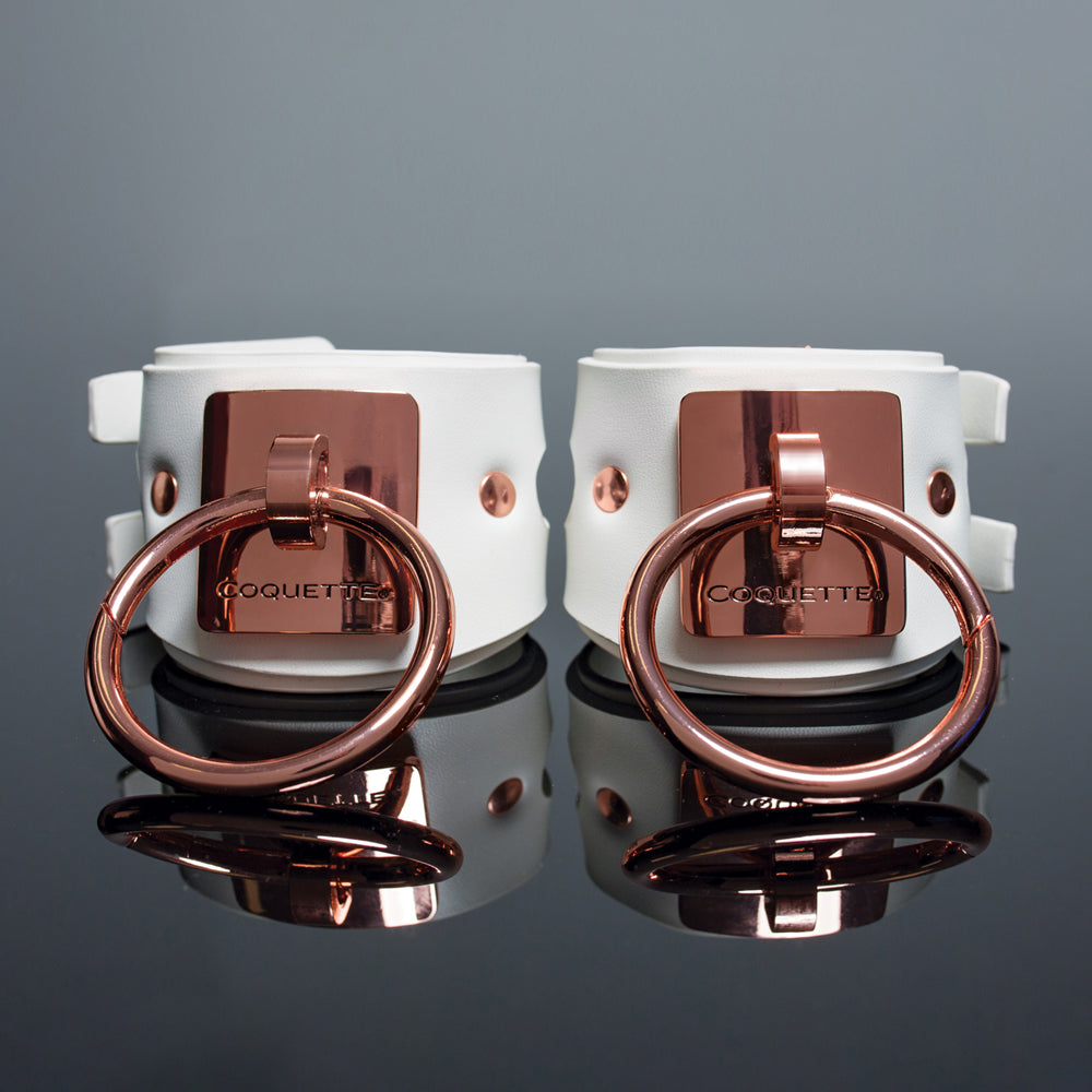 Pleasure Collection Adjustable Handcuffs - White/Rose Gold