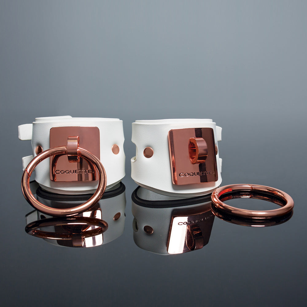 Pleasure Collection Adjustable Handcuffs - White/Rose Gold