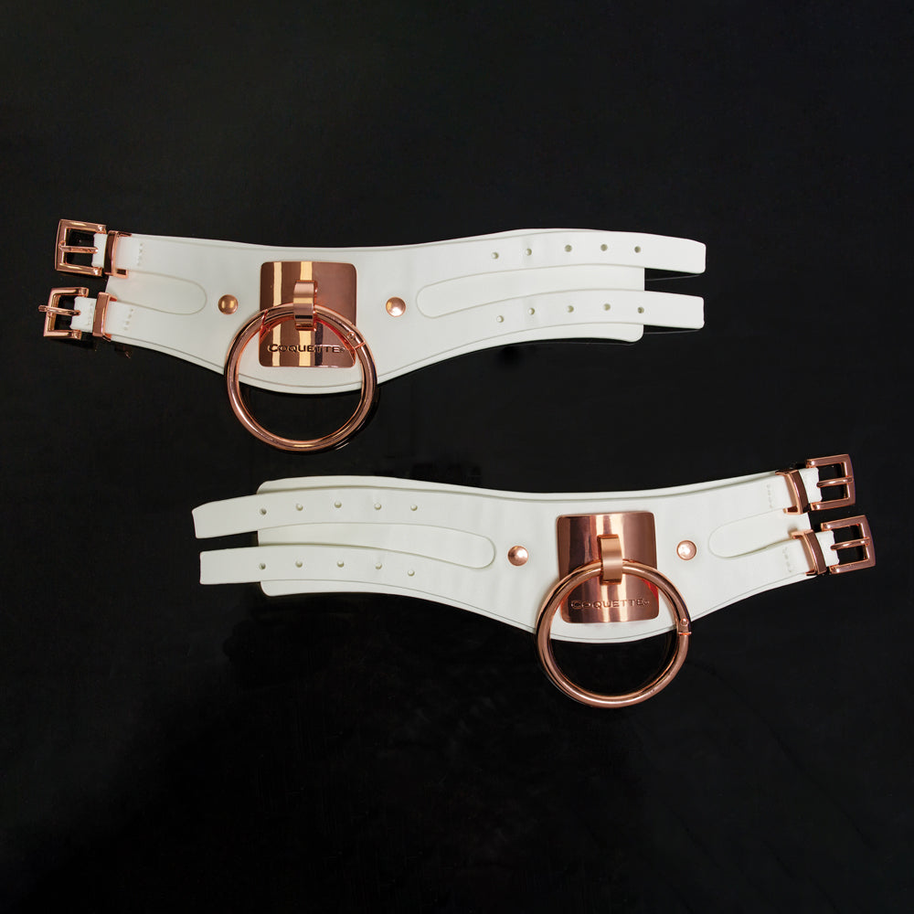 Pleasure Collection Adjustable Handcuffs - White/Rose Gold