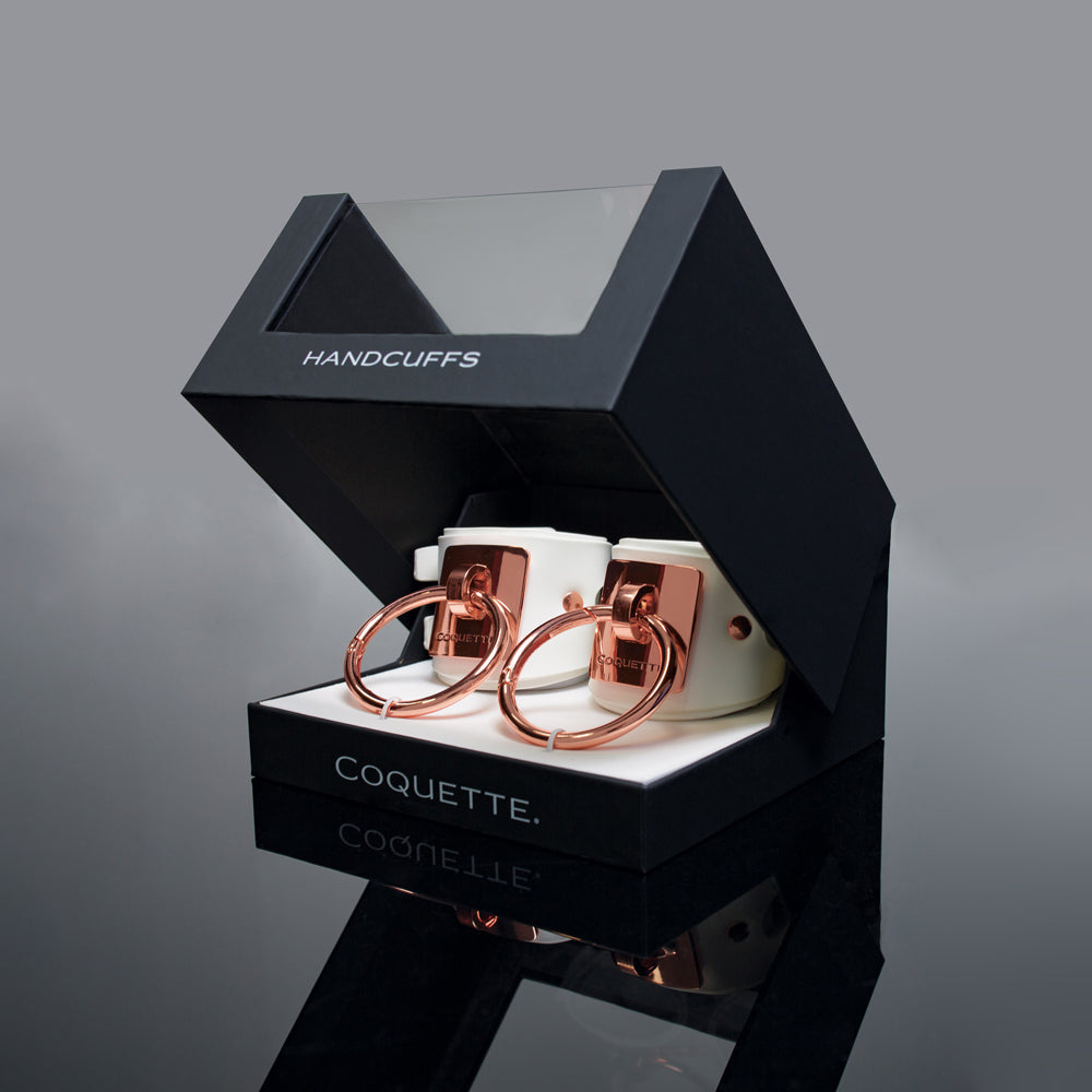 Pleasure Collection Adjustable Handcuffs - White/Rose Gold