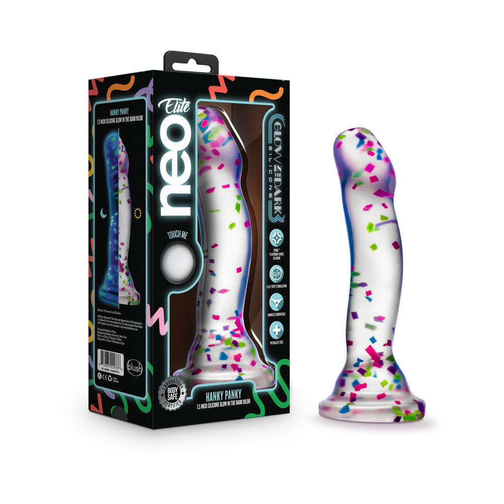 Neo Elite Glow in the Dark Hanky Panky Dildo-Confetti