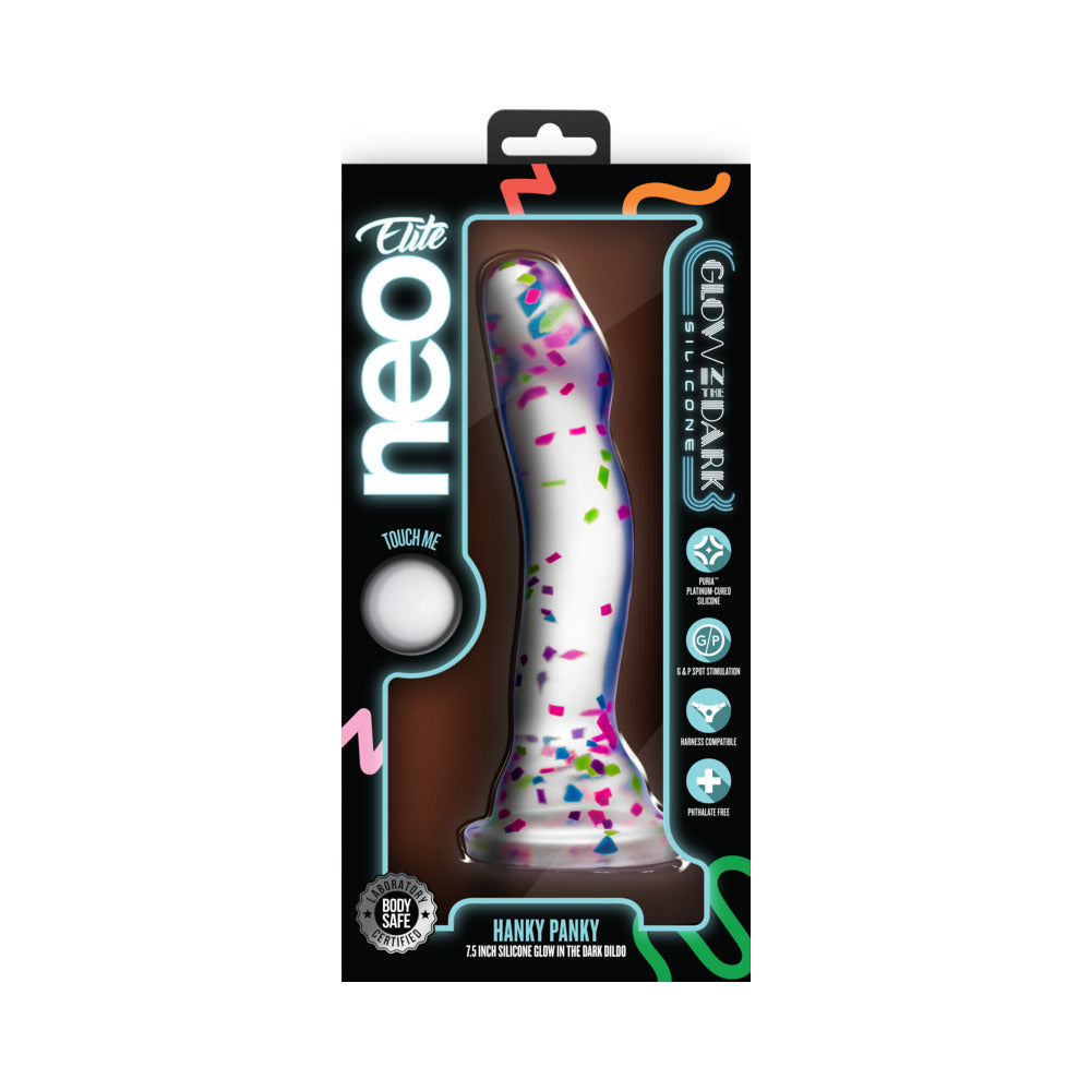 Neo Elite Glow in the Dark Hanky Panky Dildo-Confetti
